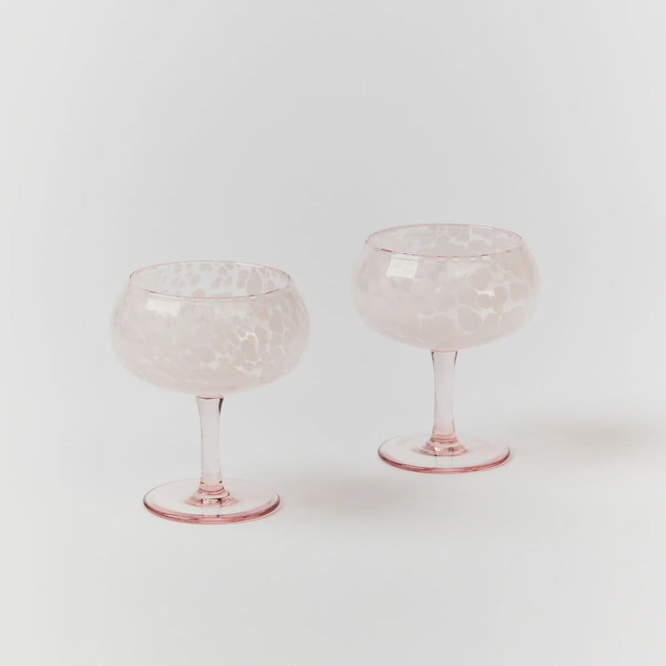 Glass Coupe Dots Pink (set of 2)