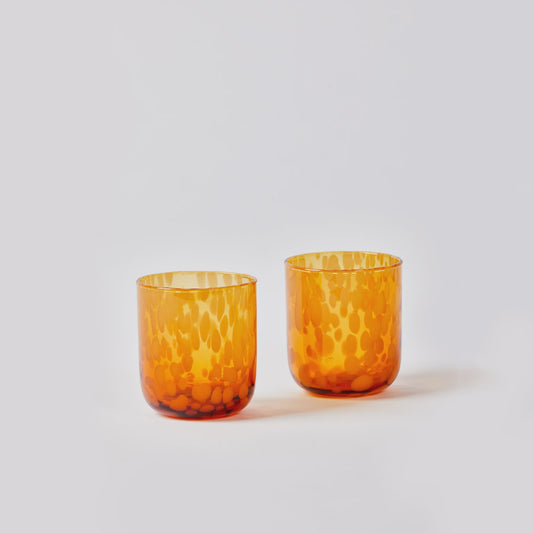 Glass Tumbler Dots Amber (set of 2)