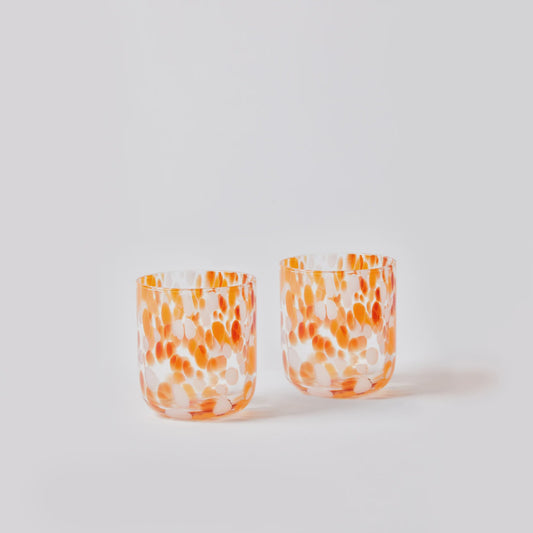 Glass Tumbler Dots Orange (set of 2)