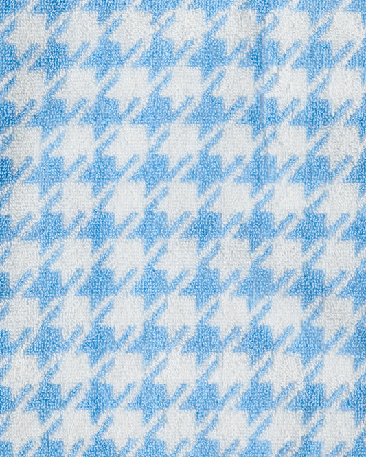 Houndstooth Blue Terry Baby Towel One Size