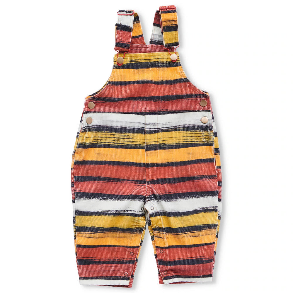 Dark Painted Stripe Baby Corduroy Overalls