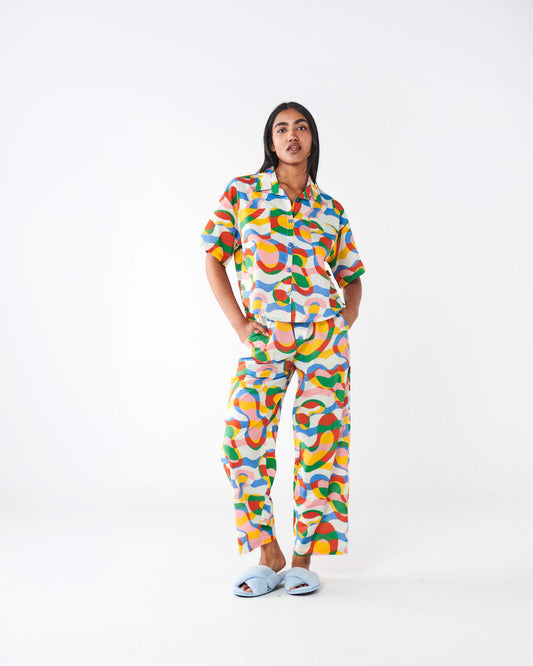Colour Me Happy Organic Cotton Short Sleeve Shirt & Pant Pyjama Set