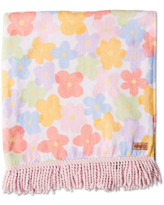 Paper Daisy Printed Terry Bath Sheet / Beach Towel One Size