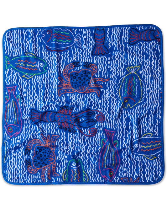 The Deep Blue Printed Terry Baby Towel One Size