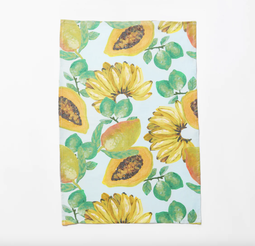 Fruit Salad Blue Tea Towel