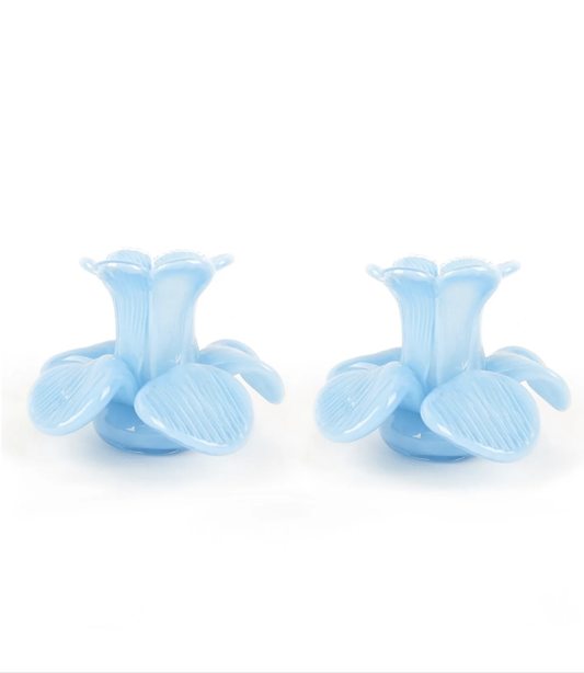 Flower Top Blue Candle Holder 2P Set One Size