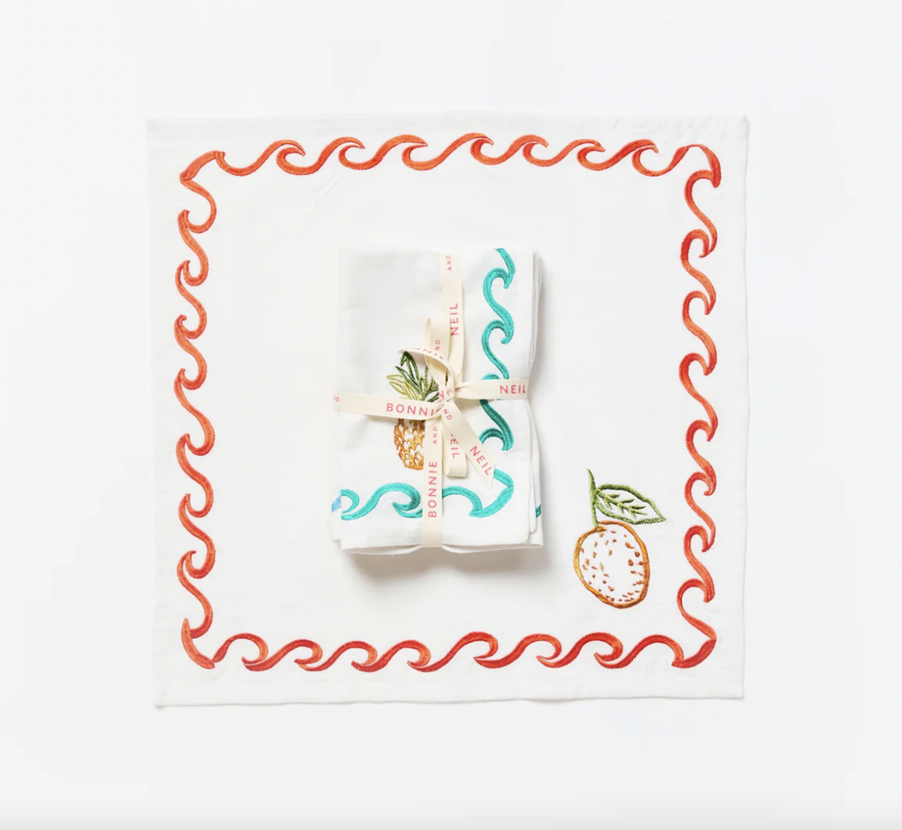 Surf Embroidered Napkin Set of 6