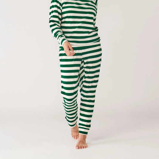 Evergreen Swizzle Stripe Organic Cotton Terry Adult Pants