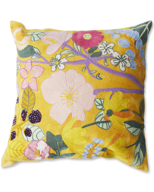 Abundance Marigold Embroidery Cushion One Size
