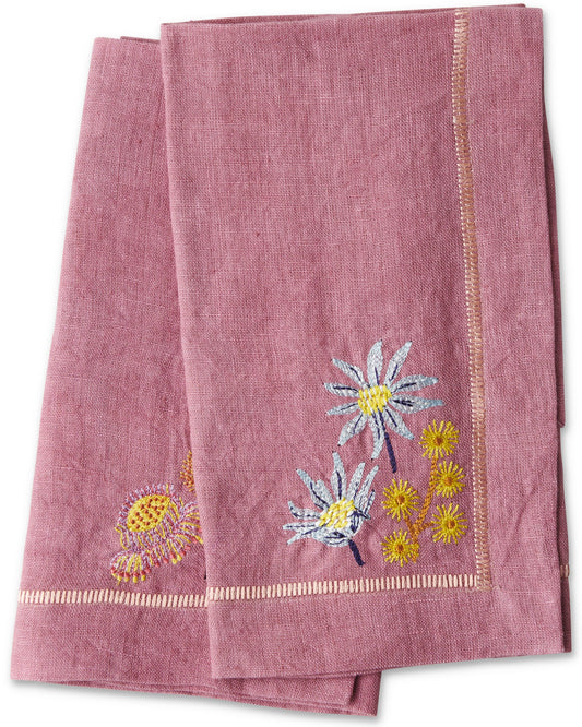 Bush Native Embroidered Linen 4P Napkin Set One Size