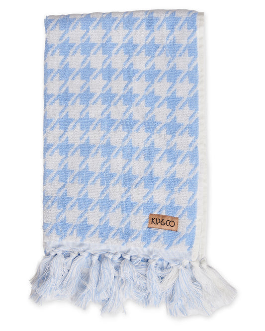 Houndstooth Blue Terry Hand Towel One Size