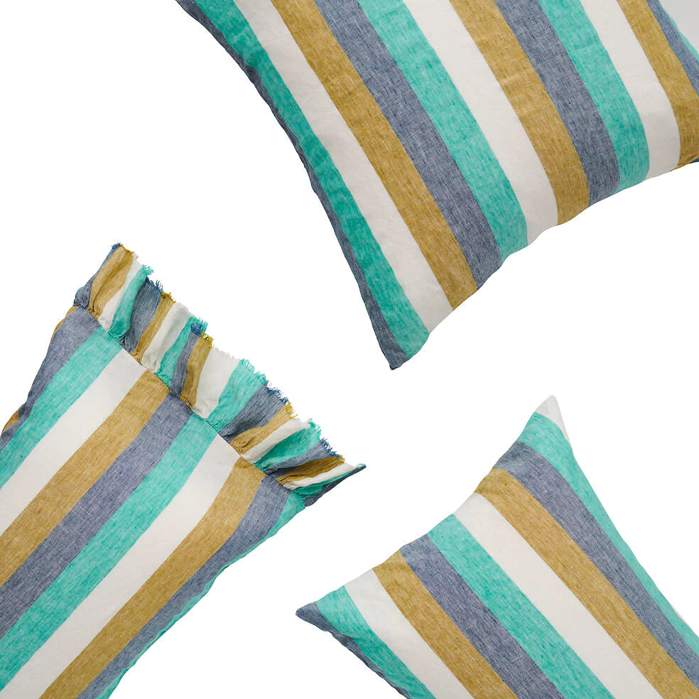 Lagoon Stripe Ruffle Pillowcase Set
