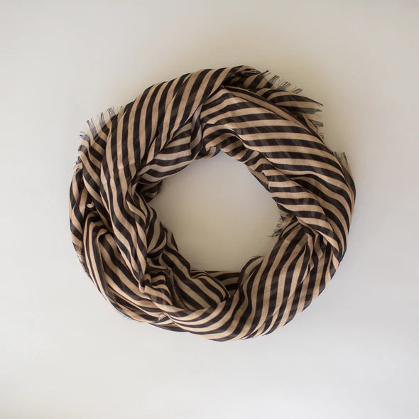 Stripes Maxi Scarf Camel Black